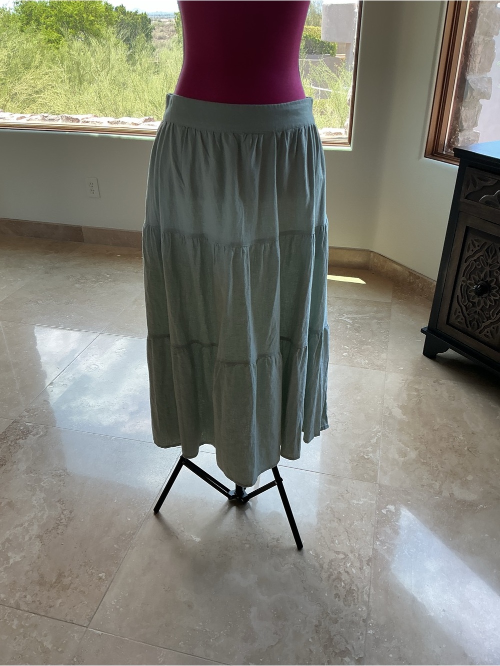 Matty M Light Sage Tiered Maxi Skirt